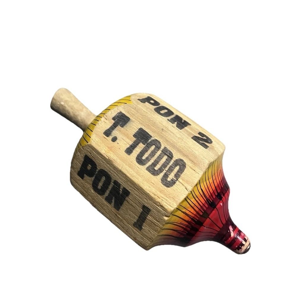 Vtg Mexican Toma Todo Wooden Spinning Top Hand Painted Folk Art Pirinola Game